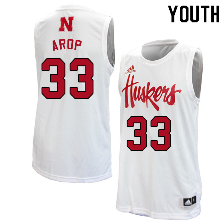 Youth #33 Akol Arop Nebraska Cornhuskers College Basketball Jerseys Sale-White - Click Image to Close